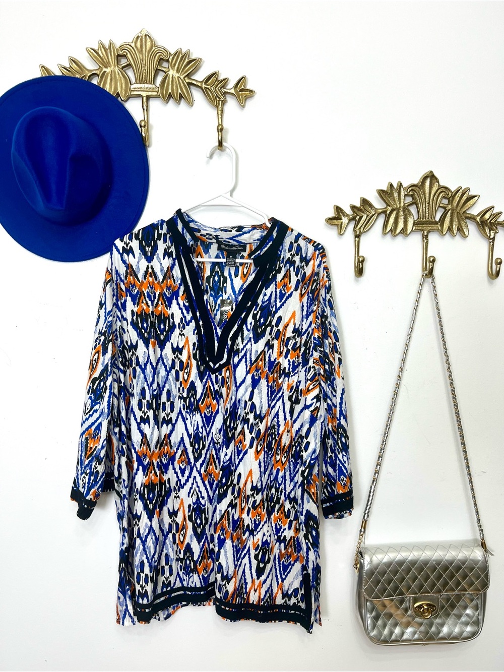 🆕100% cotton ikat print tunic Xl ptp 28” l 31”